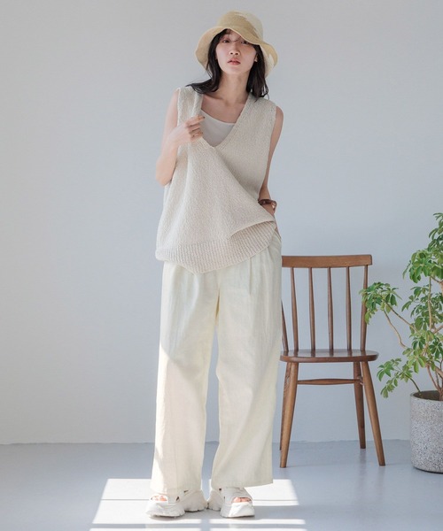 LOWRYS FARM（ローリーズファーム）の「ノルマンディワイドパンツ 986498（スラックス・レディース・グリーン/アイボリー/チャコールグレー/ブルー/ブラウン・MEDIUM/LARGE）」の8枚目の写真