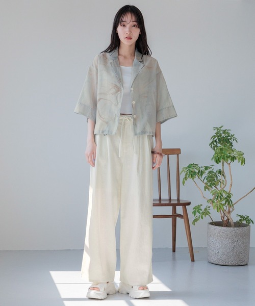 LOWRYS FARM（ローリーズファーム）の「ノルマンディワイドパンツ 986498（スラックス・レディース・グリーン/アイボリー/チャコールグレー/ブルー/ブラウン・MEDIUM/LARGE）」の11枚目の写真