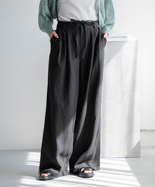 LOWRYS FARM（ローリーズファーム）の「ノルマンディワイドパンツ 986498（スラックス・レディース・グリーン/アイボリー/チャコールグレー/ブルー/ブラウン・MEDIUM/LARGE）」の14枚目の写真