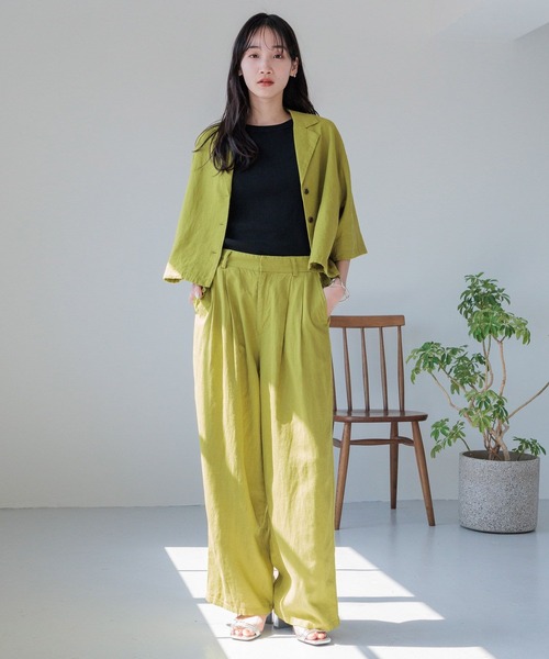 LOWRYS FARM（ローリーズファーム）の「ノルマンディワイドパンツ 986498（スラックス・レディース・グリーン/アイボリー/チャコールグレー/ブルー/ブラウン・MEDIUM/LARGE）」の19枚目の写真