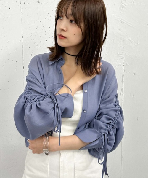 archives（アルシーヴ）の「ドロストスリーブショートシャツ