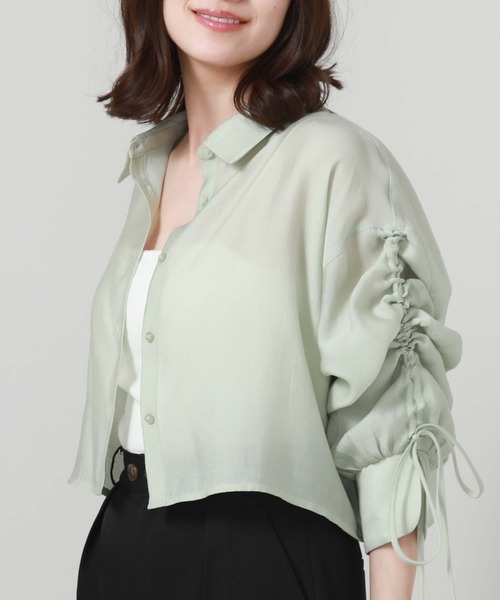 archives（アルシーヴ）の「ドロストスリーブショートシャツ（シャツ/ブラウス・レディース・オフホワイト/グレー/グリーン/ブルー・MEDIUM）」の15枚目の写真