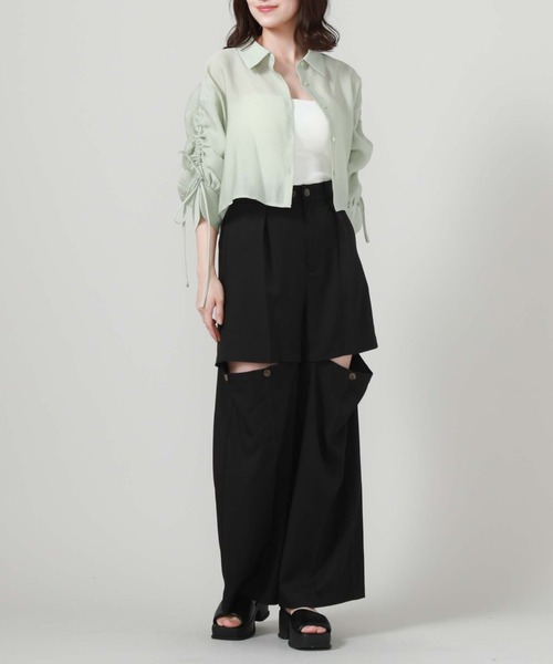 archives（アルシーヴ）の「ドロストスリーブショートシャツ（シャツ/ブラウス・レディース・オフホワイト/グレー/グリーン/ブルー・MEDIUM）」の17枚目の写真