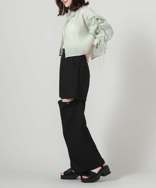 archives（アルシーヴ）の「ドロストスリーブショートシャツ（シャツ/ブラウス・レディース・オフホワイト/グレー/グリーン/ブルー・MEDIUM）」の19枚目の写真