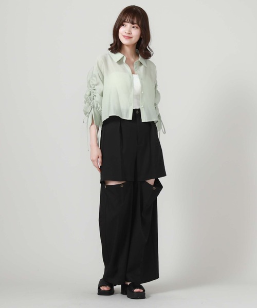 archives（アルシーヴ）の「ドロストスリーブショートシャツ（シャツ/ブラウス・レディース・オフホワイト/グレー/グリーン/ブルー・MEDIUM）」の21枚目の写真