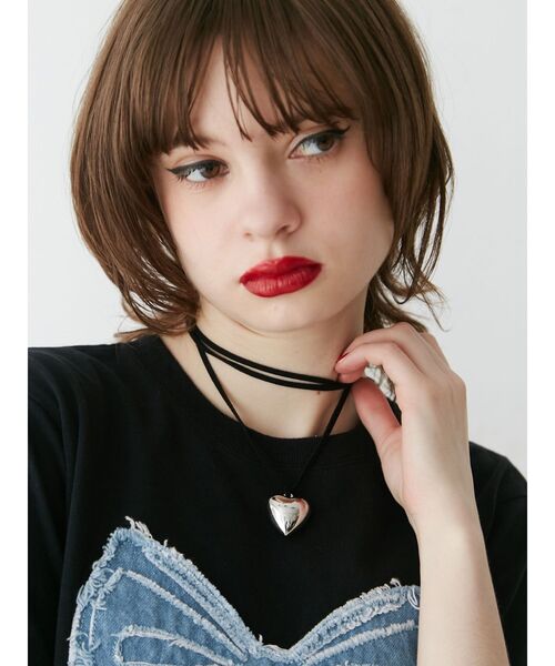 jouetie(ジュエティ)の「ハートモチーフリボンチョーカー(チョーカー・レディース・ブラック/ピンク/グレー・FREE)」の6枚目の写真