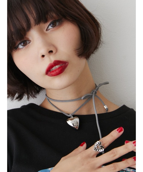 jouetie(ジュエティ)の「ハートモチーフリボンチョーカー(チョーカー・レディース・ブラック/ピンク/グレー・FREE)」の4枚目の写真