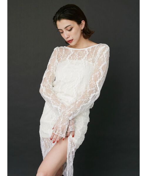 EVRIS（エヴリス）の「レーススリットロングワンピース（ワンピース・レディース・ブルー/ブラック/ホワイト・FREE）」の13枚目の写真