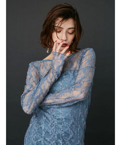 EVRIS（エヴリス）の「レーススリットロングワンピース（ワンピース・レディース・ブルー/ブラック/ホワイト・FREE）」の17枚目の写真