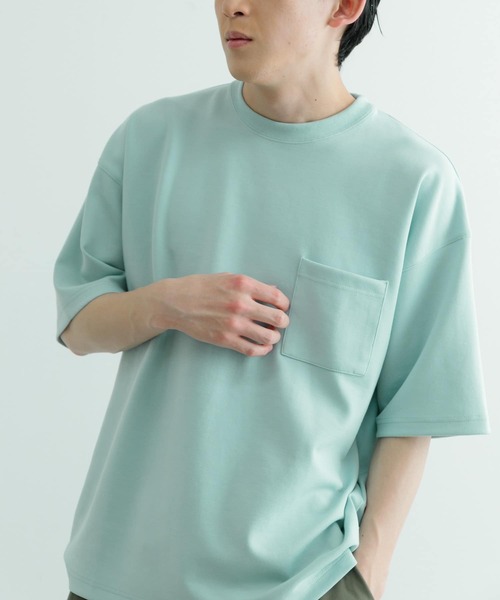 ITEMS URBANRESEARCH（アイテムズ アーバンリサーチ）の「スフレダンボール クルーネック ポケットTシャツ（Tシャツ/カットソー・メンズ・ミント/オフホワイト/グレー系その他/ブラック・LARGE/MEDIUM）」の17枚目の写真