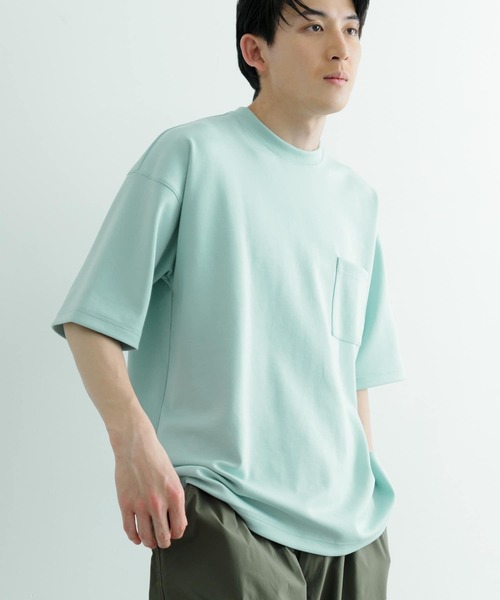 ITEMS URBANRESEARCH（アイテムズ アーバンリサーチ）の「スフレダンボール クルーネック ポケットTシャツ（Tシャツ/カットソー・メンズ・ミント/オフホワイト/グレー系その他/ブラック・LARGE/MEDIUM）」の14枚目の写真