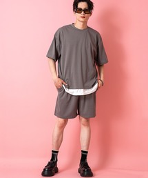 a.p.o.v. フェイクレイヤーTシャツ&ショートパンツセットアップ