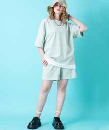 a.p.o.v. フェイクレイヤーTシャツ&ショートパンツセットアップ