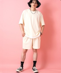 a.p.o.v. フェイクレイヤーTシャツ&ショートパンツセットアップ
