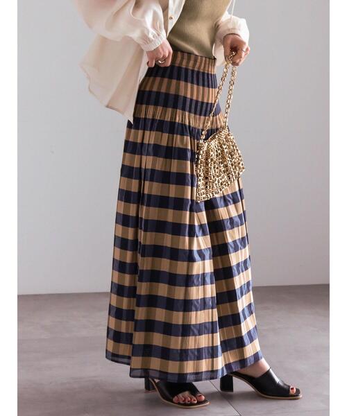Te chichi(テチチ)の「チェック×ストライプリバーシブルスカート(スカート・レディース・ブラック/ネイビー・F)」の2枚目の写真