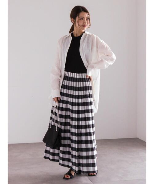 Te chichi(テチチ)の「チェック×ストライプリバーシブルスカート(スカート・レディース・ブラック/ネイビー・F)」の4枚目の写真