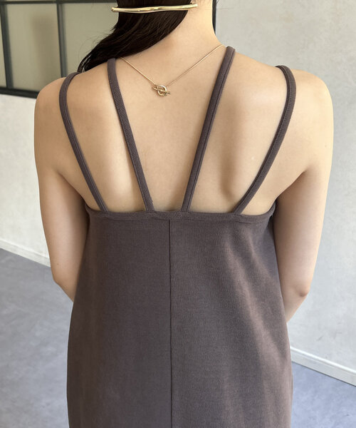 Thevon（ゼボン）の「ホルターネックカップ付きナローキャミワンピース（ワンピース・レディース・ブラック/グレー/オレンジ/モカ・S/M）」の11枚目の写真