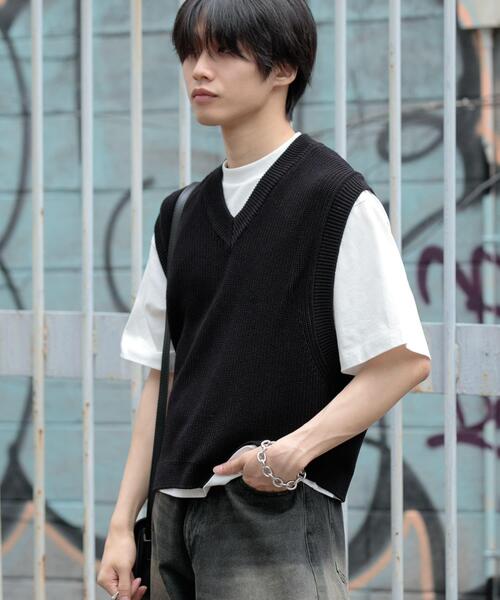 SENSE OF PLACE by URBAN RESEARCH（センスオブプレイスバイアーバンリサーチ）の「アゼアミクロップドニットベスト（ベスト・メンズ・ブラック/グレー・MEDIUM/LARGE）」の9枚目の写真