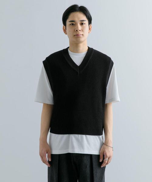 SENSE OF PLACE by URBAN RESEARCH（センスオブプレイスバイアーバンリサーチ）の「アゼアミクロップドニットベスト（ベスト・メンズ・ブラック/グレー・MEDIUM/LARGE）」の14枚目の写真