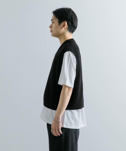 SENSE OF PLACE by URBAN RESEARCH（センスオブプレイスバイアーバンリサーチ）の「アゼアミクロップドニットベスト（ベスト・メンズ・ブラック/グレー・MEDIUM/LARGE）」の15枚目の写真