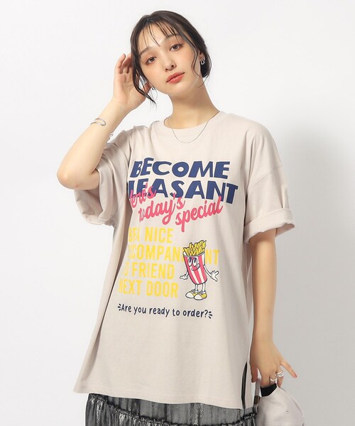 Cutie Blonde（キューティーブロンド）の「◆ゆるっとが今年らしい プリントBIG Tシャツ（Tシャツ/カットソー・レディース・チャコール/ホワイト系その他/ホワイト系その他3/ベージュ系その他5/ホワイト系その他6/ホワイト系その他7/ネイビー系5/ブラック系4・00）」の7枚目の写真