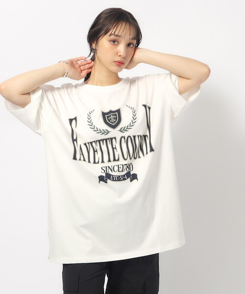 Cutie Blonde（キューティーブロンド）の「◆ゆるっとが今年らしい プリントBIG Tシャツ（Tシャツ/カットソー・レディース・チャコール/ホワイト系その他/ホワイト系その他3/ベージュ系その他5/ホワイト系その他6/ホワイト系その他7/ネイビー系5/ブラック系4・00）」の14枚目の写真