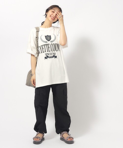 Cutie Blonde（キューティーブロンド）の「◆ゆるっとが今年らしい プリントBIG Tシャツ（Tシャツ/カットソー・レディース・チャコール/ホワイト系その他/ホワイト系その他3/ベージュ系その他5/ホワイト系その他6/ホワイト系その他7/ネイビー系5/ブラック系4・00）」の16枚目の写真