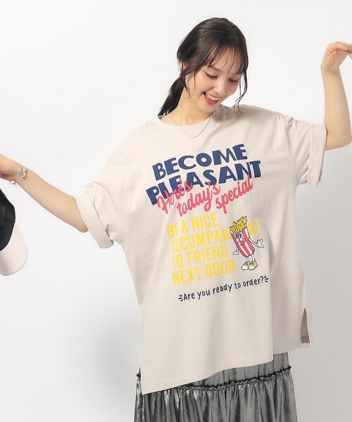 Cutie Blonde（キューティーブロンド）の「◆ゆるっとが今年らしい プリントBIG Tシャツ（Tシャツ/カットソー・レディース・チャコール/ホワイト系その他/ホワイト系その他3/ベージュ系その他5/ホワイト系その他6/ホワイト系その他7/ネイビー系5/ブラック系4・00）」の18枚目の写真