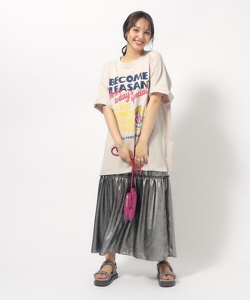 Cutie Blonde（キューティーブロンド）の「◆ゆるっとが今年らしい プリントBIG Tシャツ（Tシャツ/カットソー・レディース・チャコール/ホワイト系その他/ホワイト系その他3/ベージュ系その他5/ホワイト系その他6/ホワイト系その他7/ネイビー系5/ブラック系4・00）」の20枚目の写真