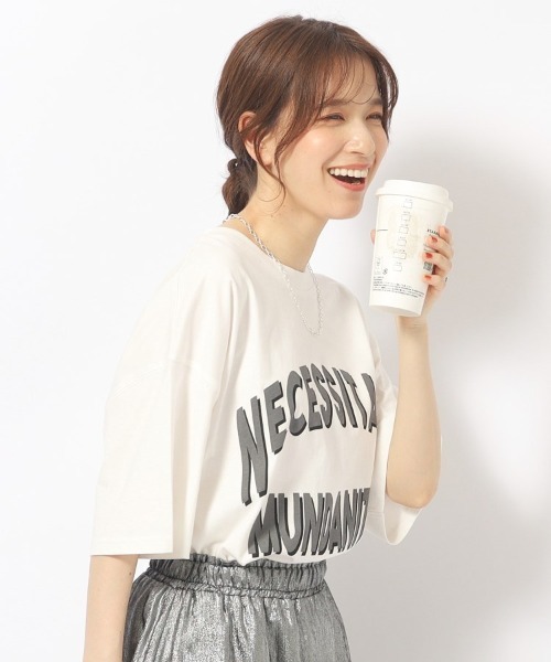 Cutie Blonde（キューティーブロンド）の「◆ゆるっとが今年らしい プリントBIG Tシャツ（Tシャツ/カットソー・レディース・チャコール/ホワイト系その他/ホワイト系その他3/ベージュ系その他5/ホワイト系その他6/ホワイト系その他7/ネイビー系5/ブラック系4・00）」の4枚目の写真