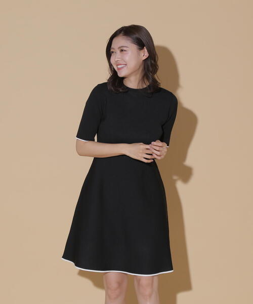 JILL by JILL STUART（ジルバイジルスチュアート）の「◇バイカラーフレアミニニットワンピース（ワンピース・レディース・グレー/ブラック・FREE）」の6枚目の写真