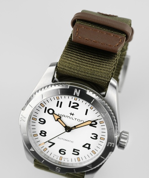 HAMILTON（ハミルトン）の「HAMILTON [ハミルトン] 腕時計 Khaki Field （カーキ フィールド） Expedition オート 自動巻き 37MM ホワイト×グリーン（アナログ腕時計・メンズ・ホワイト・FREE）」の4枚目の写真