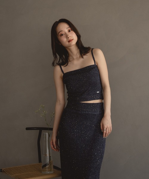 mideal（マイディール）の「spangle bustier / スパンコールビスチェ（キャミソール・レディース・シルバーグレー/ベージュ/ネイビー・FREE）」の3枚目の写真