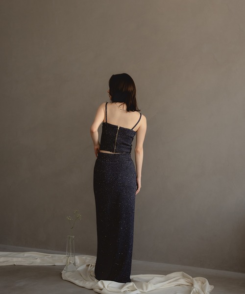 mideal（マイディール）の「spangle bustier / スパンコールビスチェ（キャミソール・レディース・シルバーグレー/ベージュ/ネイビー・FREE）」の17枚目の写真