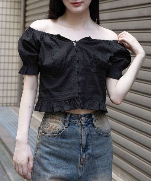 3.3 Field Trip （3.3フィールドトリップ）の「3.3 Field Trip／フリルレース２WAY ブラウス（シャツ/ブラウス・レディース・ブラック/オレンジ/ホワイト・FREE）」の3枚目の写真