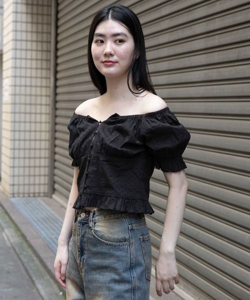 3.3 Field Trip （3.3フィールドトリップ）の「3.3 Field Trip／フリルレース２WAY ブラウス（シャツ/ブラウス・レディース・ブラック/オレンジ/ホワイト・FREE）」の7枚目の写真