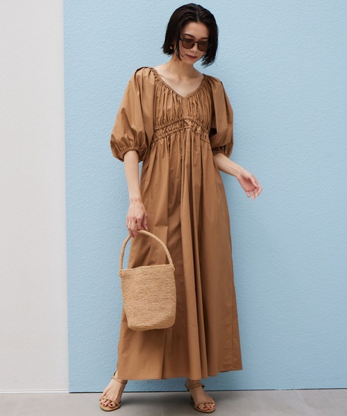 BARNYARDSTORM（バンヤードストーム）の「BARNYARDSTORM / ボリュームスリーブロングドレス（ワンピース・レディース・ブラック/ベージュ・S/M）」の4枚目の写真