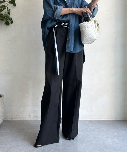 DouDou（ドゥドゥ）の「センタープレスチノパン（チノパンツ・レディース・ベージュ/ブラック・36/38）」の2枚目の写真