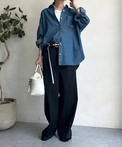 DouDou（ドゥドゥ）の「センタープレスチノパン（チノパンツ・レディース・ベージュ/ブラック・36/38）」の5枚目の写真