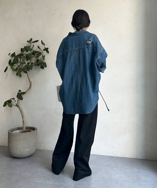 DouDou（ドゥドゥ）の「センタープレスチノパン（チノパンツ・レディース・ベージュ/ブラック・36/38）」の7枚目の写真