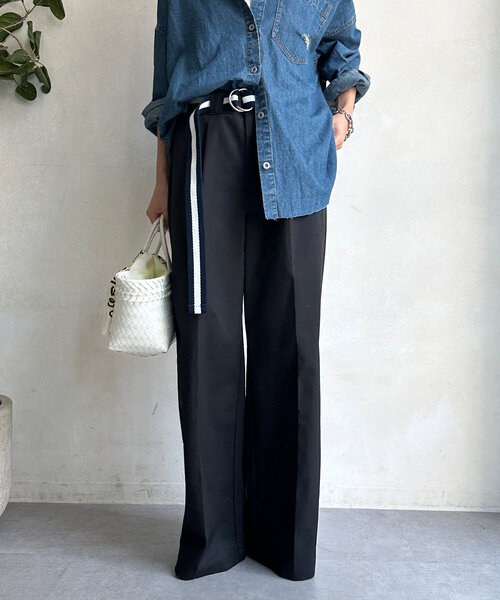 DouDou（ドゥドゥ）の「センタープレスチノパン（チノパンツ・レディース・ベージュ/ブラック・36/38）」の9枚目の写真