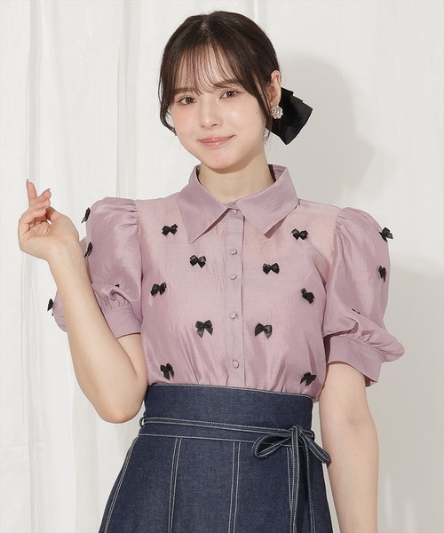 WILLSELECTION（ウィルセレクション）の「リボンシアーブラウス（シャツ/ブラウス・レディース・オフホワイト/ピンク/ブラック・FREE）」の3枚目の写真