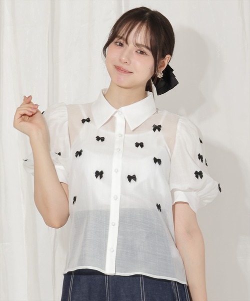 WILLSELECTION（ウィルセレクション）の「リボンシアーブラウス（シャツ/ブラウス・レディース・オフホワイト/ピンク/ブラック・FREE）」の19枚目の写真