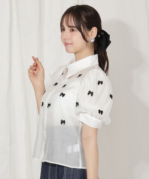WILLSELECTION（ウィルセレクション）の「リボンシアーブラウス（シャツ/ブラウス・レディース・オフホワイト/ピンク/ブラック・FREE）」の18枚目の写真
