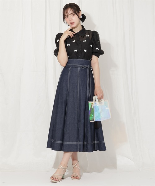 WILLSELECTION（ウィルセレクション）の「リボンシアーブラウス（シャツ/ブラウス・レディース・オフホワイト/ピンク/ブラック・FREE）」の7枚目の写真