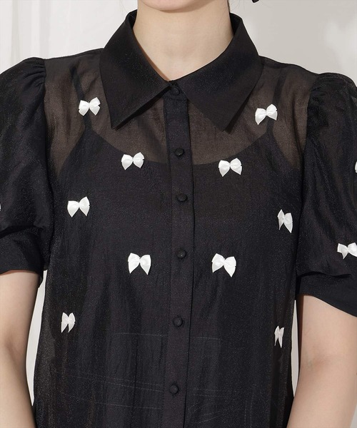 WILLSELECTION（ウィルセレクション）の「リボンシアーブラウス（シャツ/ブラウス・レディース・オフホワイト/ピンク/ブラック・FREE）」の6枚目の写真