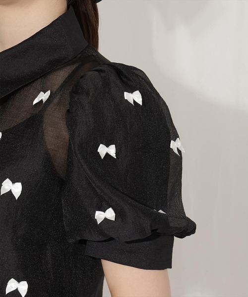 WILLSELECTION（ウィルセレクション）の「リボンシアーブラウス（シャツ/ブラウス・レディース・オフホワイト/ピンク/ブラック・FREE）」の5枚目の写真