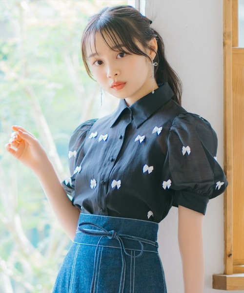 WILLSELECTION（ウィルセレクション）の「リボンシアーブラウス（シャツ/ブラウス・レディース・オフホワイト/ピンク/ブラック・FREE）」の4枚目の写真