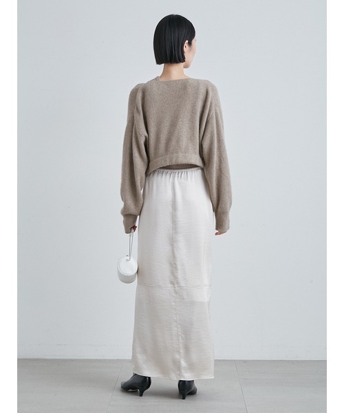 MIESROHE（ミースロエ）の「サテンＩライン切り替えスカート（スカート・レディース・ブラック/アイボリー/モカ・1/0）」の18枚目の写真