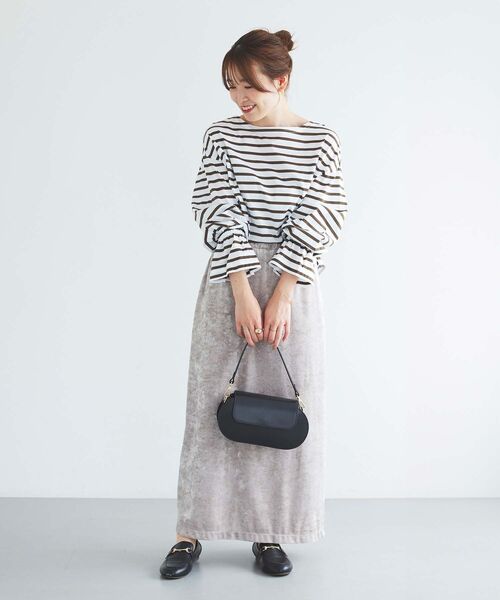 le.coeur blanc（ルクールブラン）の「クラッシュベロアIラインスカート（スカート・レディース・ブラック/ベージュ・38）」の7枚目の写真